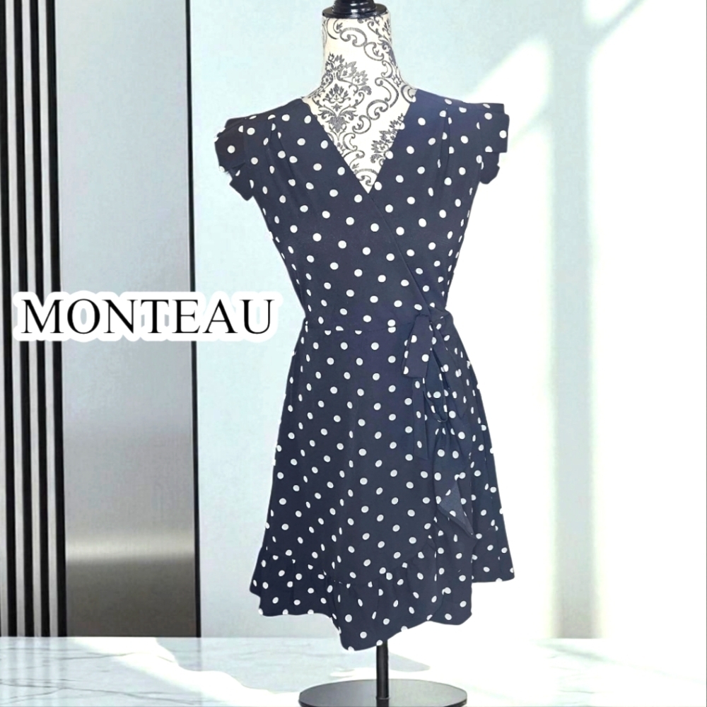 MONTEAU Black & White Polka Dot Dress - XSmall